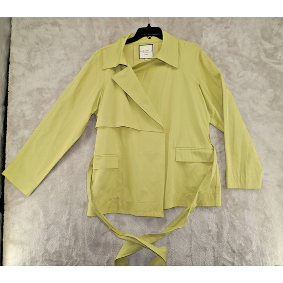 Bagatelle Collection Belted Lightweight Trench Jacket Sage Green Size L - Picture 3 of 7